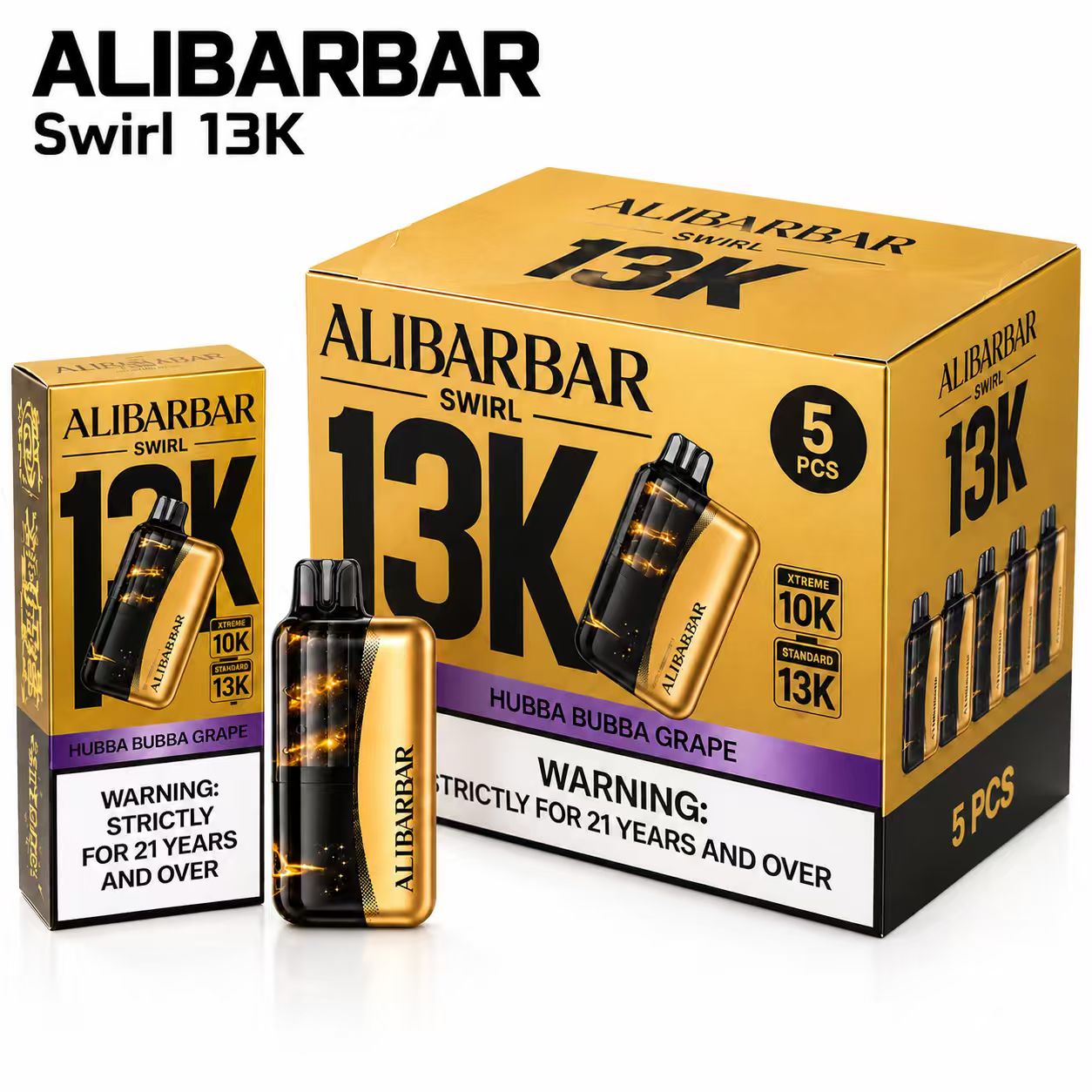 ALIBARBAR Swirl 13000 Puffs Bundle – 5 / 10 / 20 Pack
